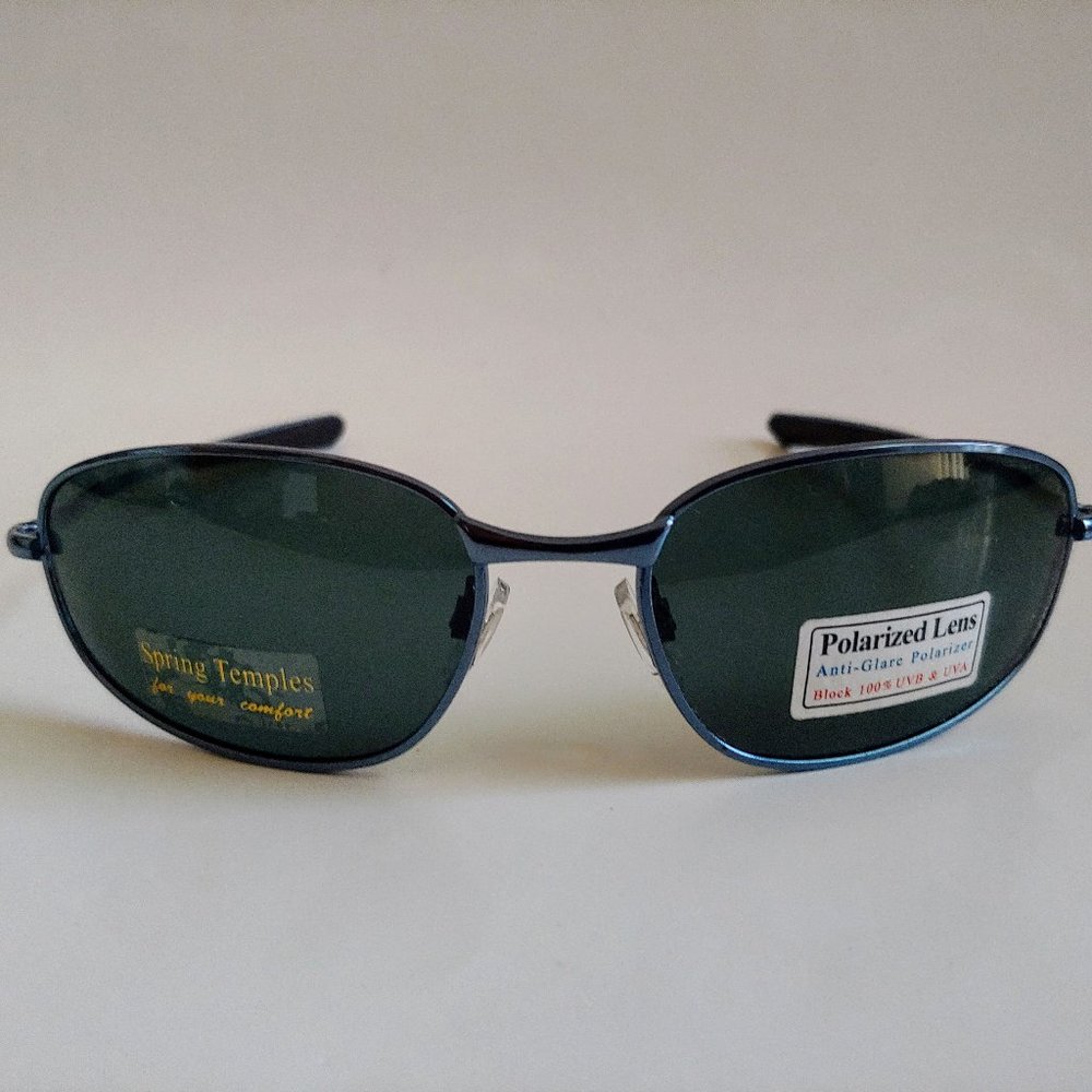 NWT Vintage 90's Rectangle Metal Sports Polarized Sunglass (Met.Blue)